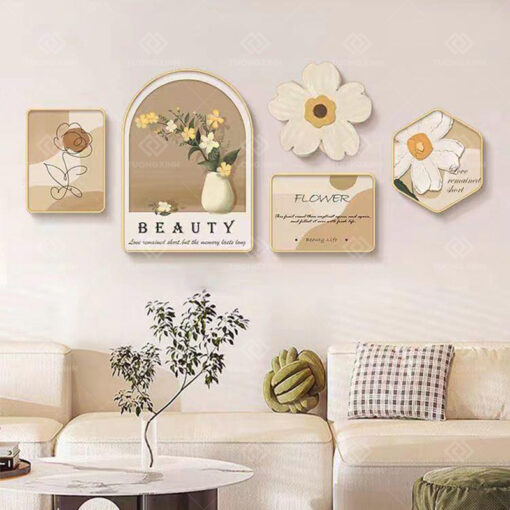 Tranh tráng gương bộ 5 tấm decor trang trí TG3430