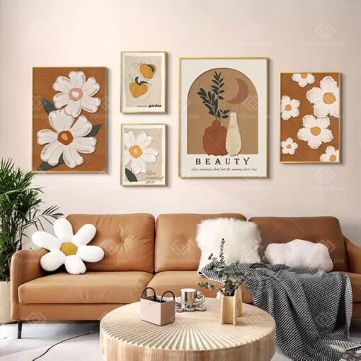 Tranh tráng gương bộ 5 tấm decor trang trí TG3441