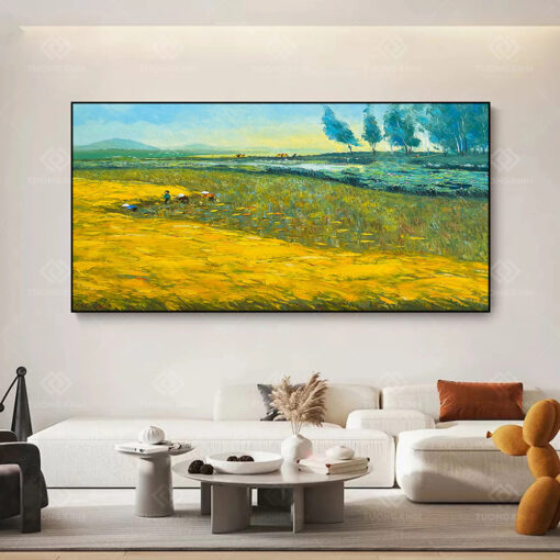 Tranh tráng gương Art tay vui cắt lúa TG3674