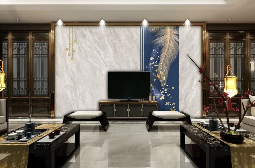 Tranh pvc tráng gương ốp tường vân đá TC1070