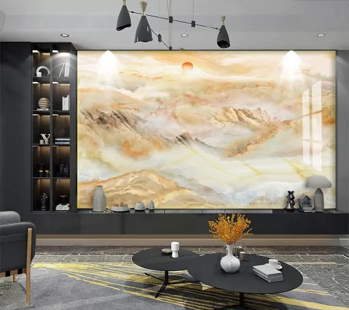 Tranh pvc tráng gương ốp tường vân đá TC1074