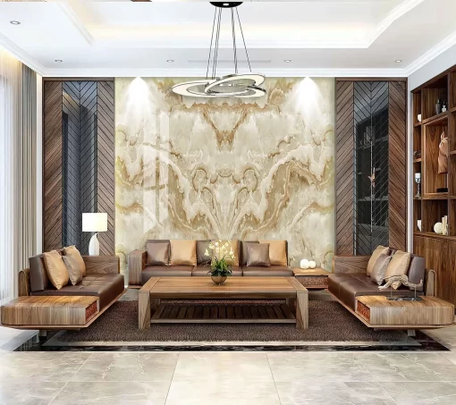 Tranh pvc tráng gương ốp tường vân đá đối xứng TC946