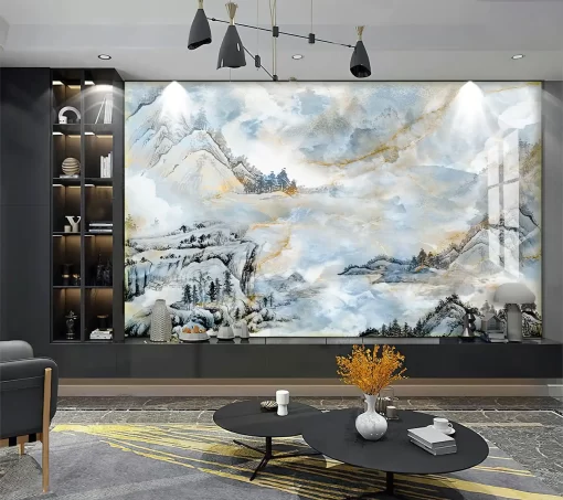 Tranh pvc tráng gương ốp tường vân đá TC1076