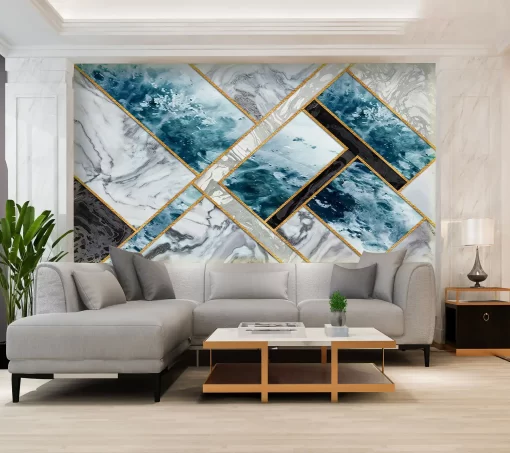 Tranh pvc tráng gương ốp tường vân đá trừu tượng TC1330