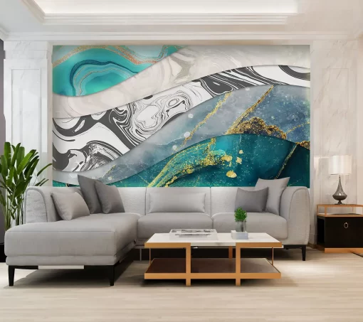 Tranh pvc tráng gương ốp tường vân đá trừu tượng TC1336