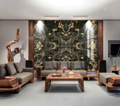 Tranh pvc tráng gương ốp tường vân đá đối xứng TC1343