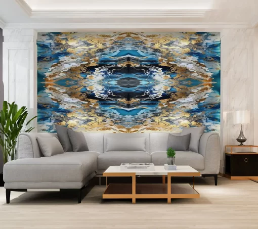 Tranh pvc tráng gương ốp tường vân đá đối xứng TC1346