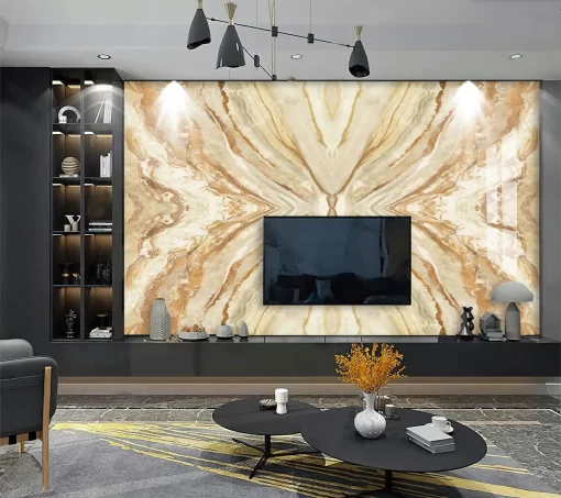 Tranh pvc tráng gương ốp tường vân đá đối xứng TC948