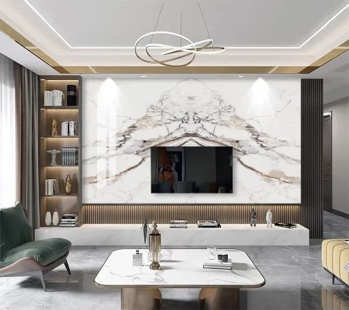 Tranh pvc tráng gương ốp tường vân đá đối xứng TC951