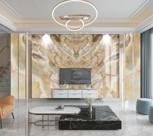 Tranh pvc tráng gương ốp tường vân đá đối xứng TC1080