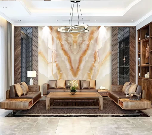 Tranh pvc tráng gương ốp tường vân đá đối xứng TC1081