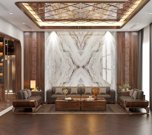 Tranh pvc tráng gương ốp tường vân đá đối xứng TC1088