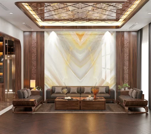 Tranh pvc tráng gương ốp tường vân đá đối xứng TC958