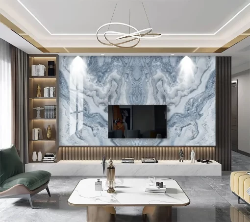 Tranh pvc tráng gương ốp tường vân đá đối xứng TC959