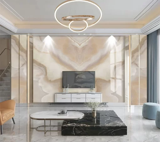 Tranh pvc tráng gương ốp tường vân đá đối xứng TC960