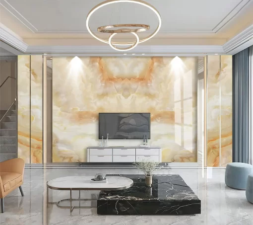 Tranh pvc tráng gương ốp tường vân đá đối xứng TC1091