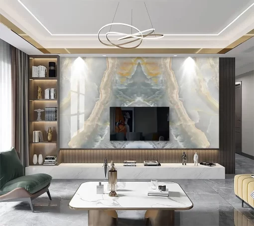 Tranh pvc tráng gương ốp tường vân đá đối xứng TC1350