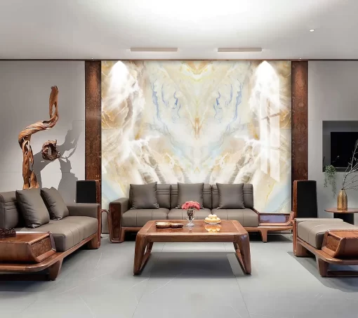 Tranh pvc tráng gương ốp tường vân đá đối xứng TC1092