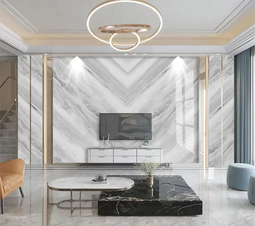 Tranh pvc tráng gương ốp tường vân đá đối xứng TC963