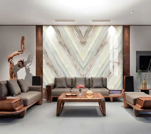 Tranh pvc tráng gương ốp tường vân đá đối xứng TC965