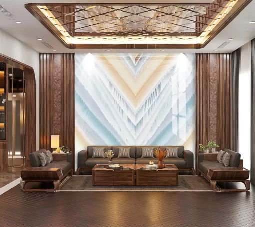 Tranh pvc tráng gương ốp tường vân đá đối xứng TC973