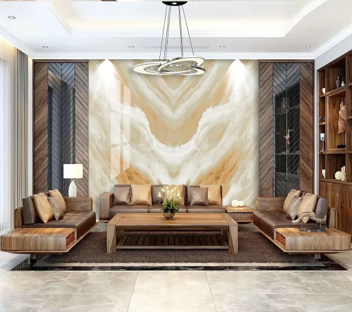 Tranh pvc tráng gương ốp tường vân đá đối xứng TC972