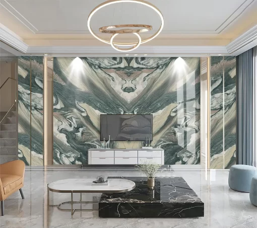 Tranh pvc tráng gương ốp tường vân đá đối xứng TC976