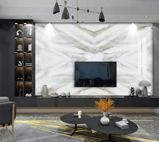 Tranh pvc tráng gương ốp tường vân đá đối xứng TC980