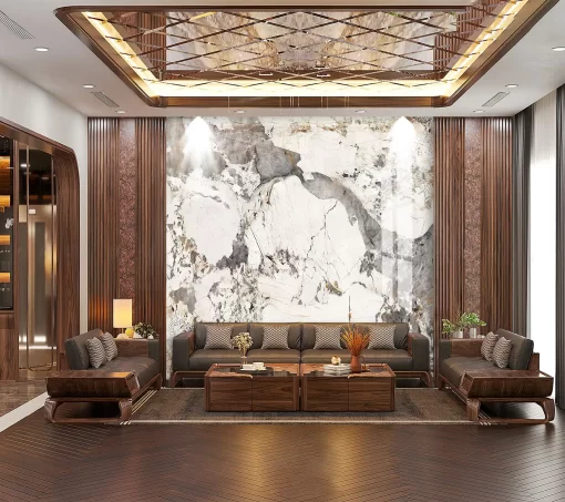 Tranh pvc tráng gương ốp tường vân đá TC1351