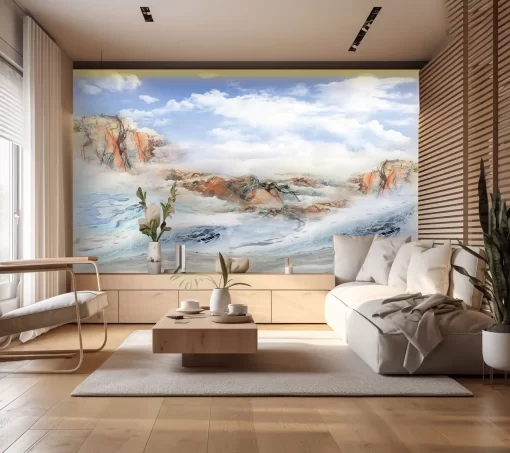 Tranh pvc tráng gương ốp tường vân đá TC1096