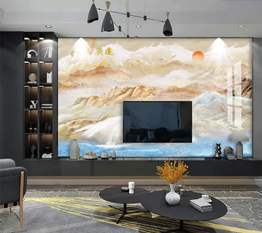 Tranh pvc tráng gương ốp tường vân đá TC1097