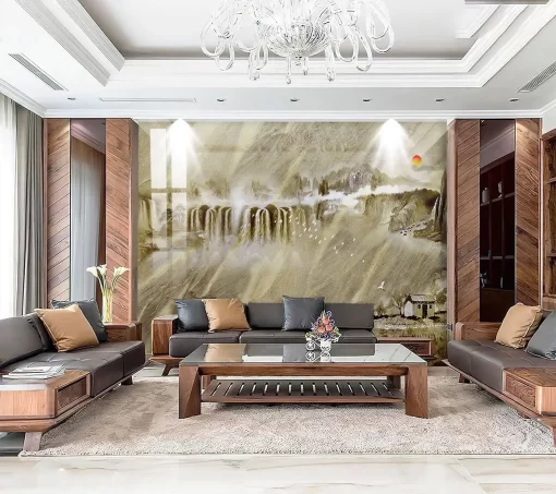 Tranh pvc tráng gương ốp tường vân đá TC1098