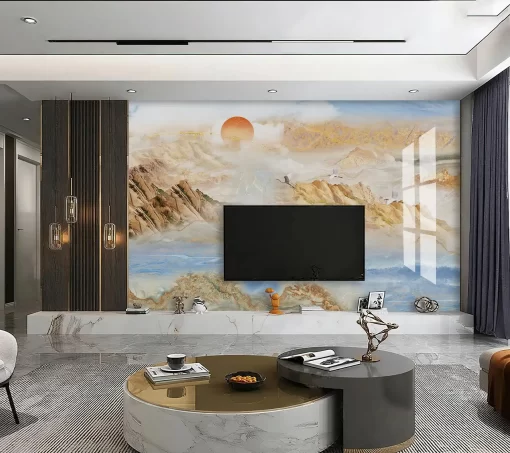 Tranh pvc tráng gương ốp tường vân đá TC1100