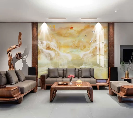 Tranh pvc tráng gương ốp tường vân đá TC1102