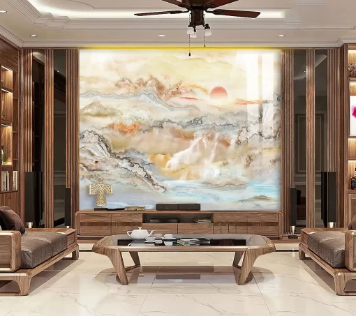 Tranh pvc tráng gương ốp tường vân đá TC1108