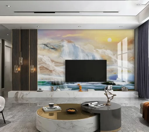 Tranh pvc tráng gương ốp tường vân đá TC1109