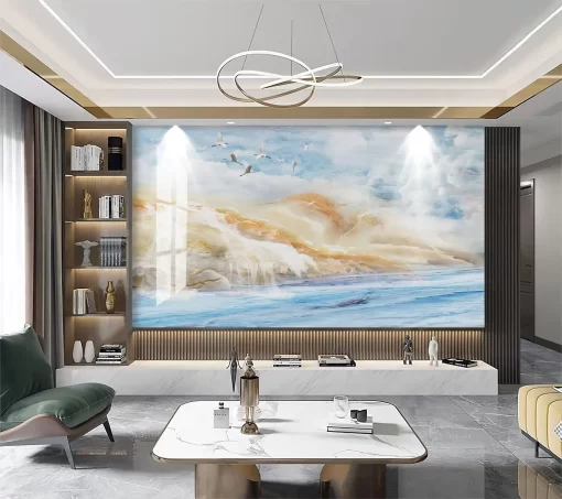 Tranh pvc tráng gương ốp tường vân đá TC1110