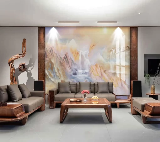 Tranh pvc tráng gương ốp tường vân đá TC1111