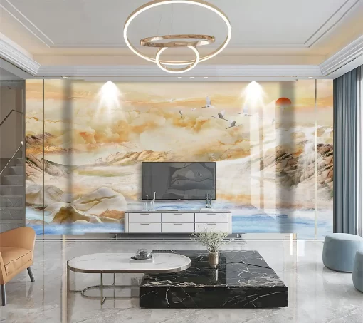 Tranh pvc tráng gương ốp tường vân đá TC1112