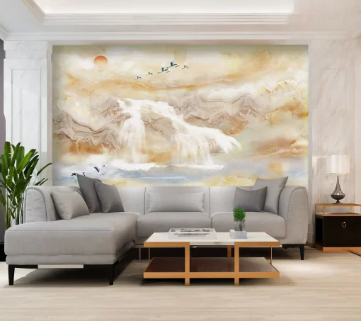 Tranh pvc tráng gương ốp tường vân đá TC1113