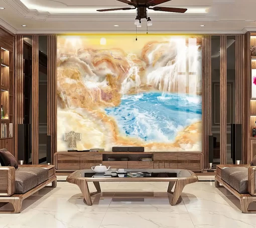 Tranh pvc tráng gương ốp tường vân đá TC1117