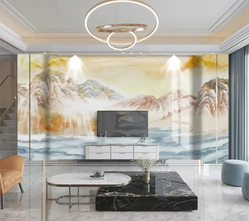 Tranh pvc tráng gương ốp tường vân đá TC1121