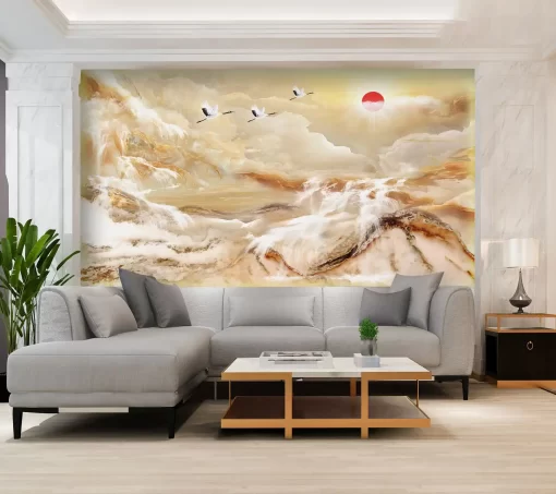 Tranh pvc tráng gương ốp tường vân đá TC1122