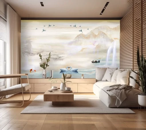 Tranh pvc tráng gương ốp tường vân đá TC1123