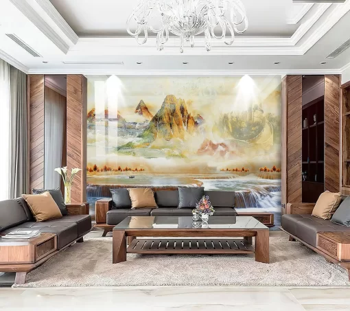 Tranh pvc tráng gương ốp tường vân đá TC1125