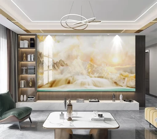 Tranh pvc tráng gương ốp tường vân đá TC1128