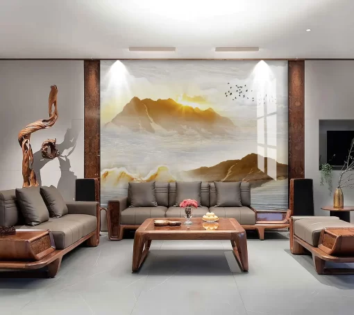 Tranh pvc tráng gương ốp tường vân đá TC1129