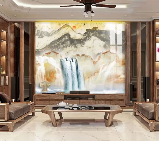 Tranh pvc tráng gương ốp tường vân đá TC1135