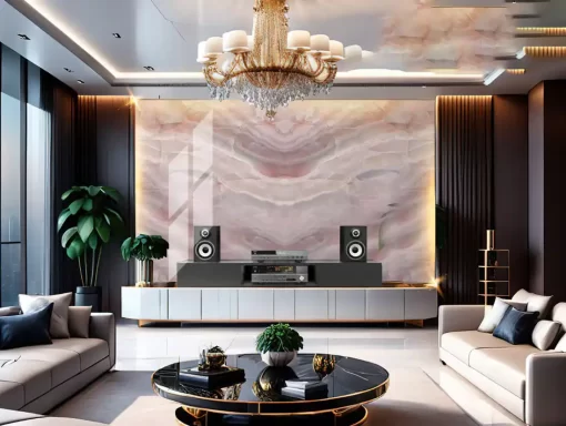 Tranh pvc tráng gương ốp tường vân đá đối xứng TC1364