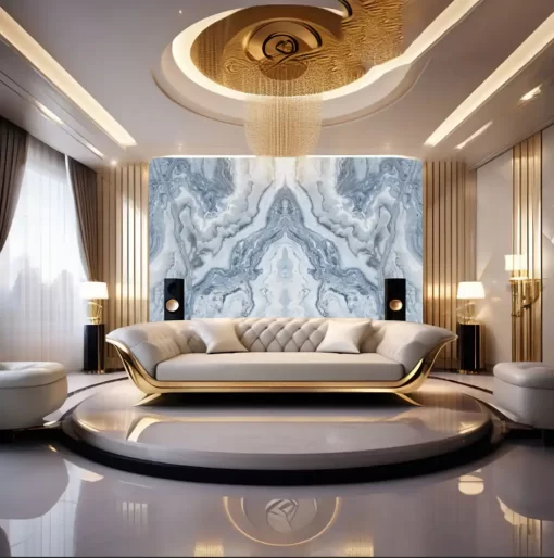 Tranh pvc tráng gương ốp tường vân đá đối xứng TC1368